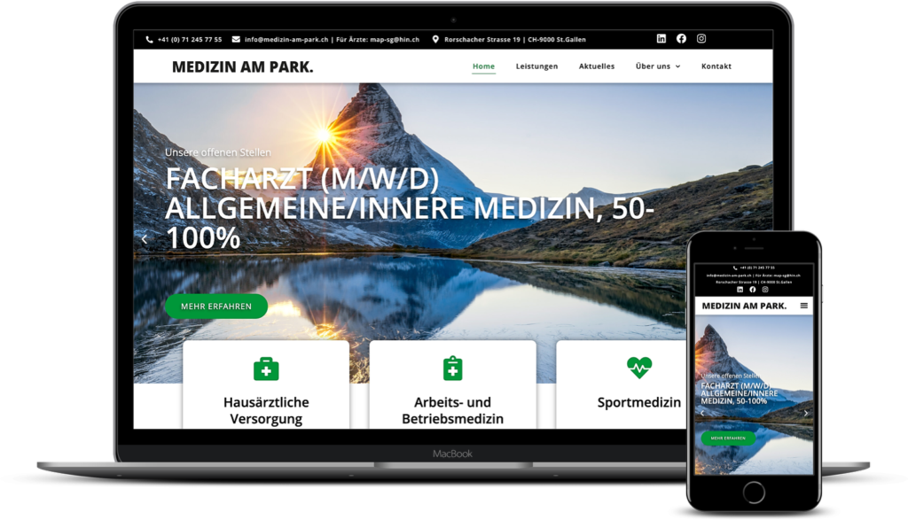 Webseite Arztpraxis Medizin am Park (Schweiz)
