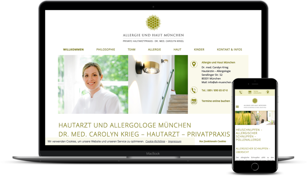 Responsive Webseite Privatpraxis Allergie und Haut, München