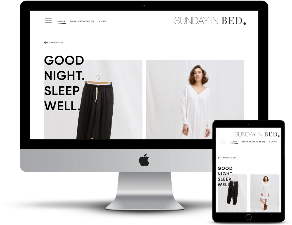 e commerce website Sunday in bed