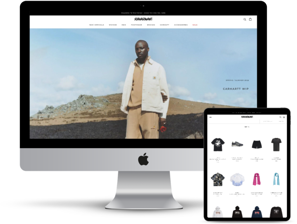 Shopify Schwarzmarkt - Fashion e-commerce webseitenumsetzung