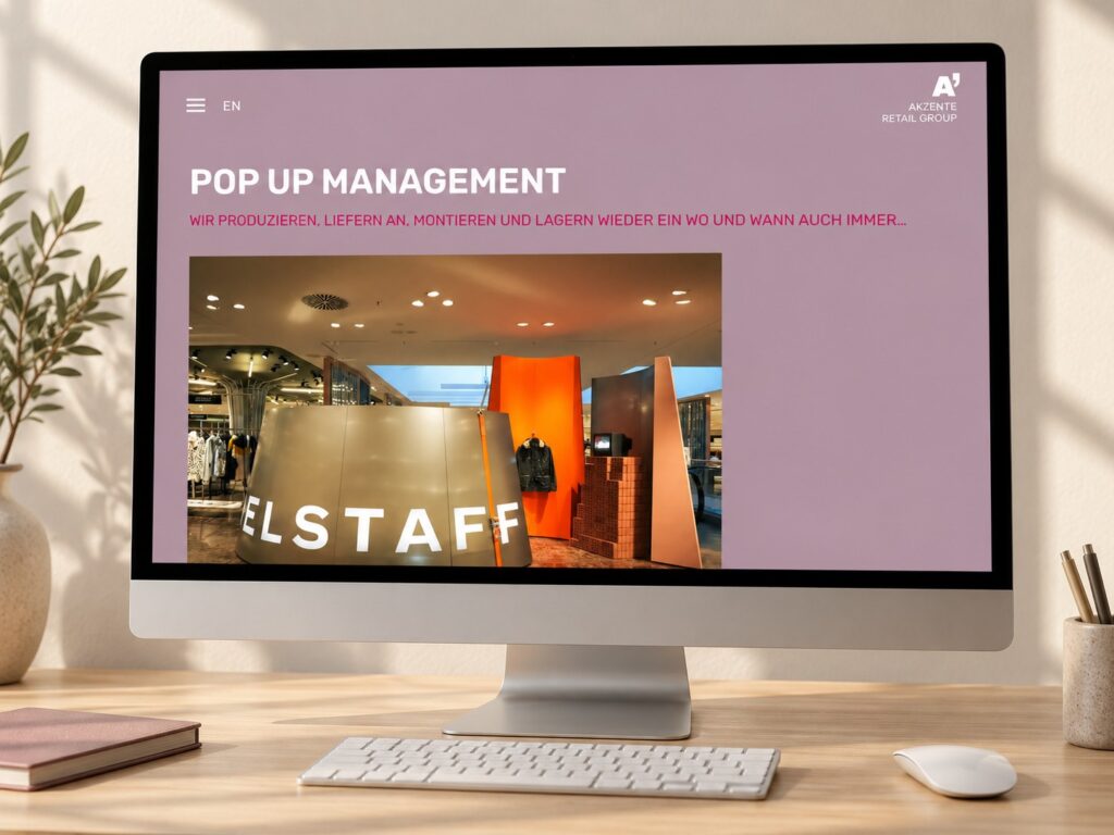 Akzente Retail Group Webseite Desktop-Ansicht – Pop Up Management