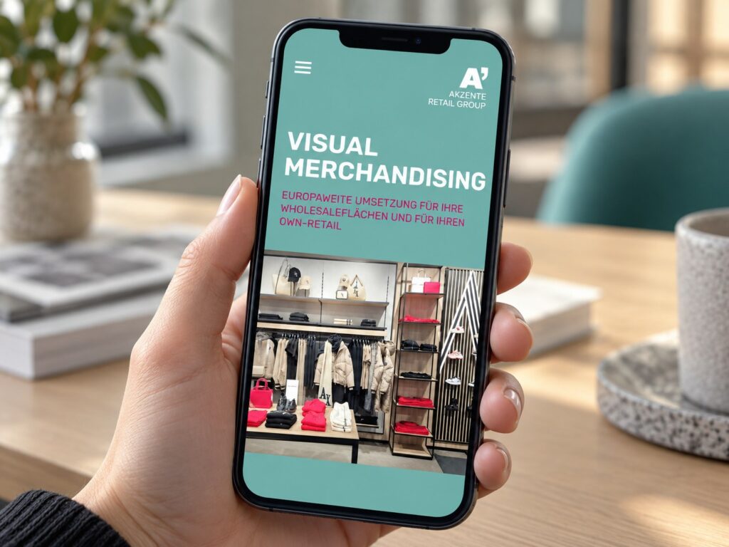 Akzente Retail Group Webseite auf dem Smartphone – mobile Ansicht