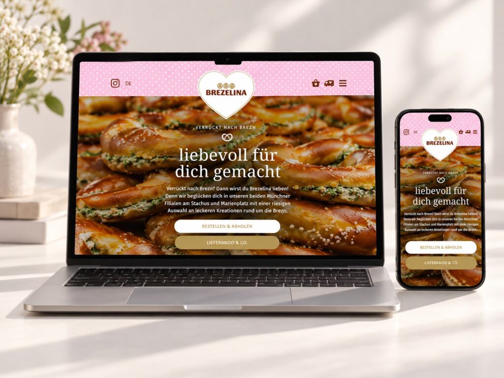 Brezelina responsive Webseite auf Laptop und Smartphone