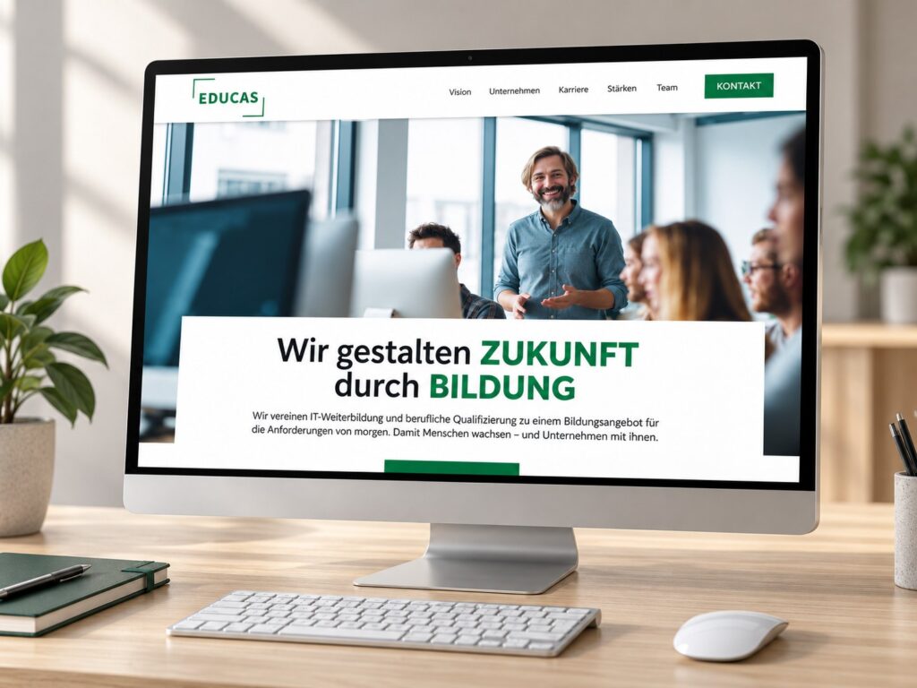 EDUCAS Webseite Desktop-Ansicht – Screendesign und Bildsprache
