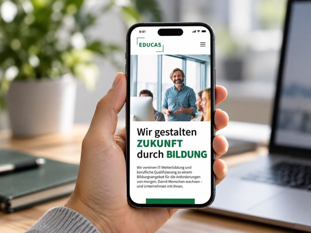 EDUCAS Webseite auf dem Smartphone – responsive WordPress Website