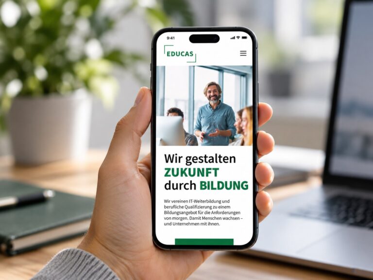 EDUCAS Webseite auf dem Smartphone – responsive WordPress Website