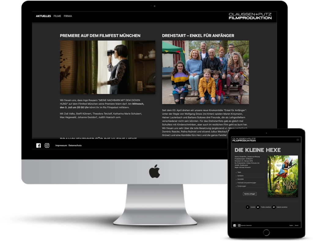 Internetseite Claussen Putz Filmproduktion
